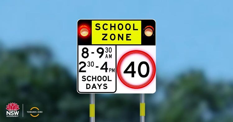 School Zone sign.